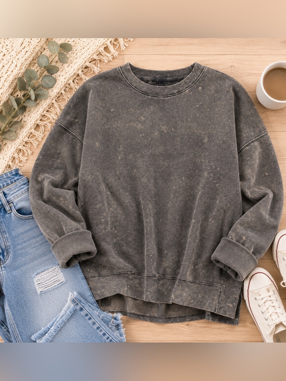 SO Gray Washed Lounge Life Weekend Sweatshirt
